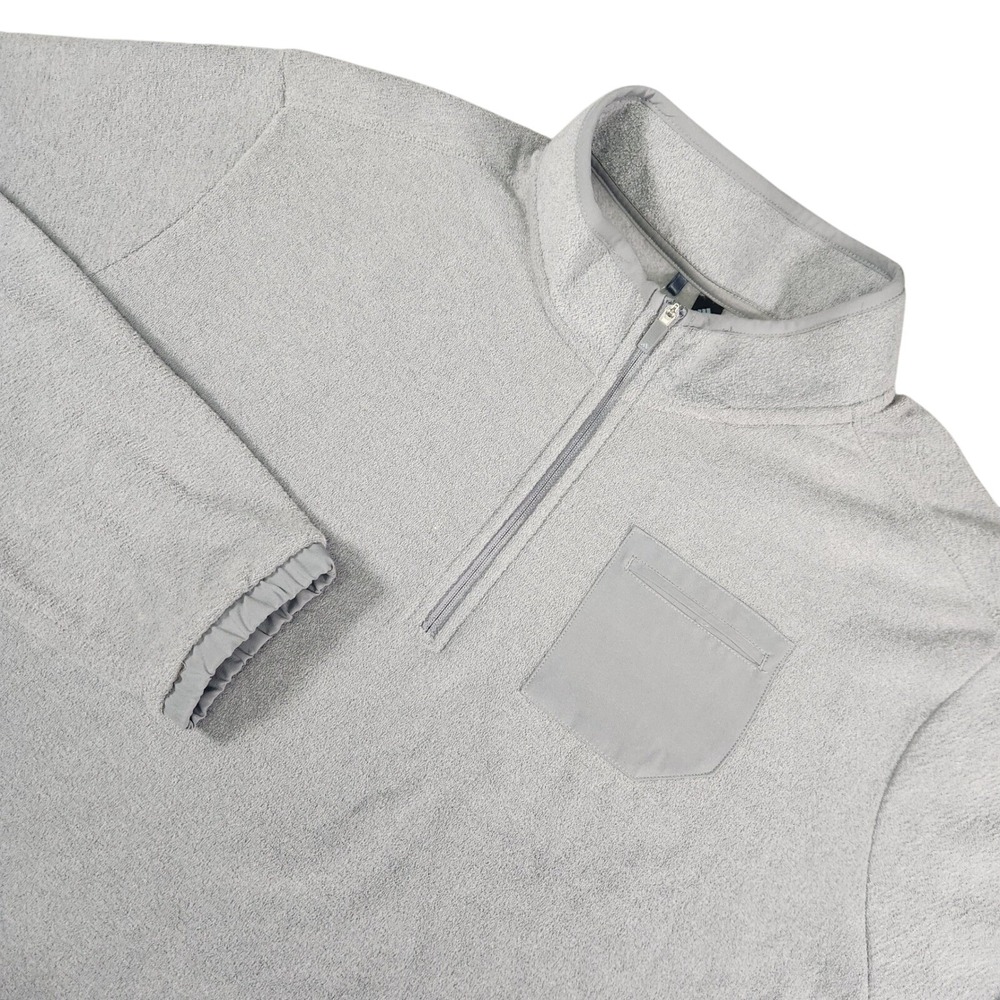Adidas Sweater Mens XL Primegreen Fleece 1/4 Zip Pullover Gray Pocket‎ Jacket